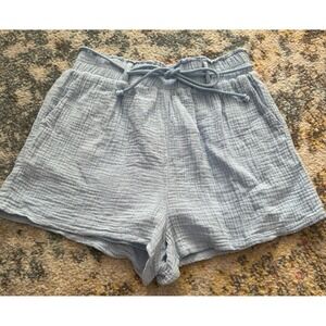 Women's Blu Pepper Blue Paper Bag Waist Shorts Size Large
